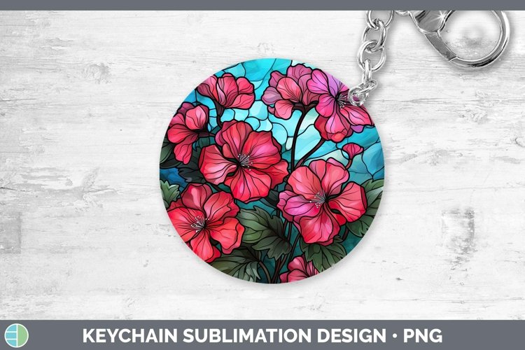 GorgeousStained Glass Flowers Keychain design.