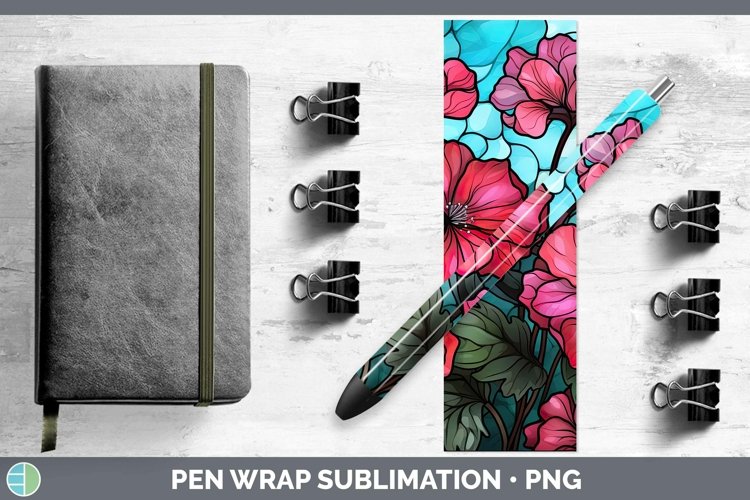 GorgeousStained Glass Flowers Pen Wrap design.