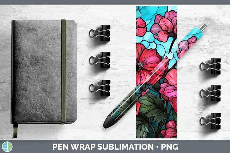 Stained Glass Flowers Geranium Pen Wrap Sublimation Epoxy Pe