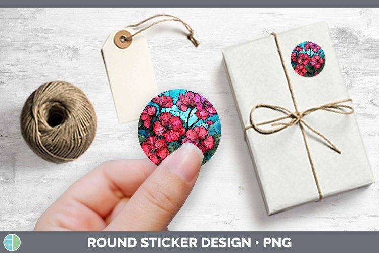 GorgeousStained Glass Flowers Stickers design.
