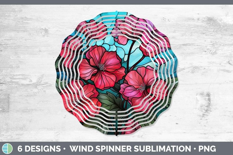 GorgeousStained Glass Flowers Wind Spinner design.