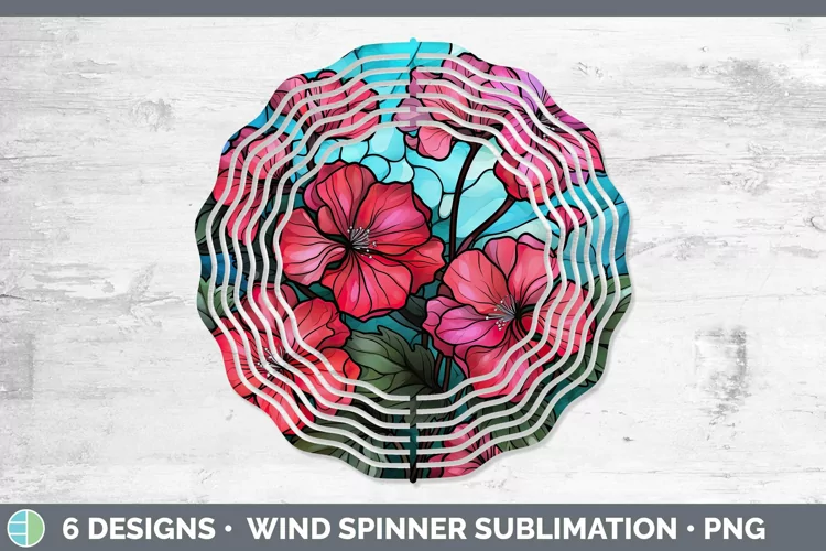 Stained Glass Flowers Geranium Wind Spinner | Sublimation Sp