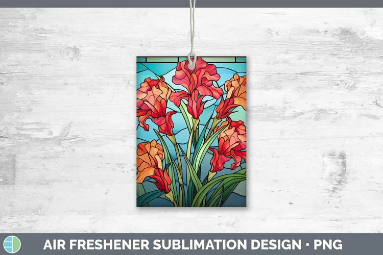 Stained Glass Flowers Gladiolus Air Freshener Sublimation Ca