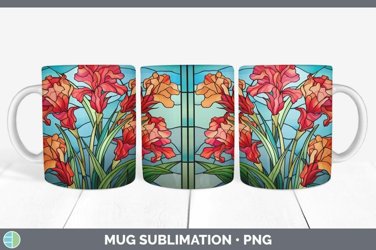 Stained Glass Flowers Gladiolus Mug Wrap Sublimation Coffee