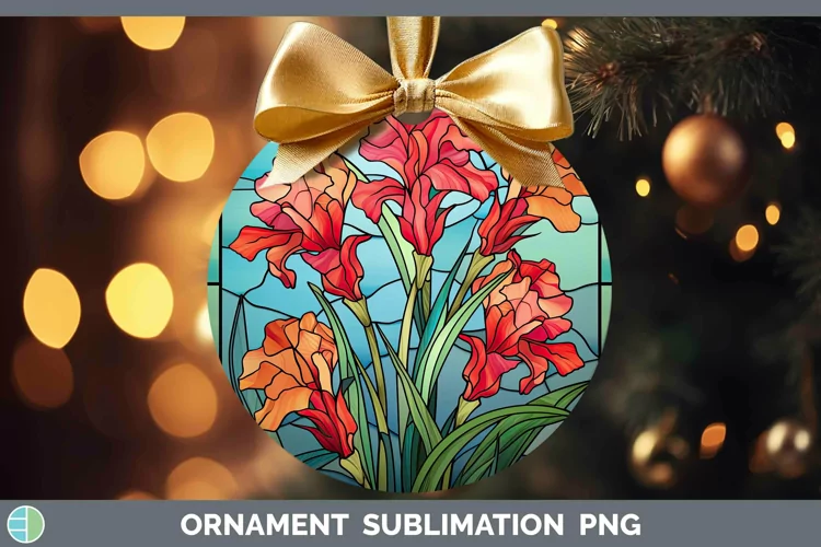Stained Glass Flowers Gladiolus Ornament Sublimation Bauble
