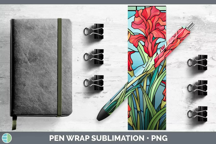 Stained Glass Flowers Gladiolus Pen Wrap Sublimation Epoxy P