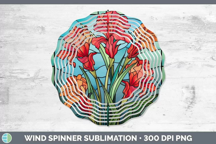 Stained Glass Flowers Gladiolus Wind Spinner Sublimation Spi