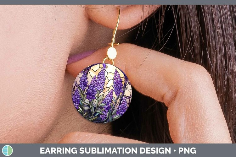 GorgeousStained Glass Flowers Round Earrings design.