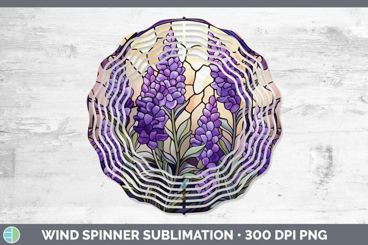 Stained Glass Flowers Lavender Wind Spinner Sublimation Spin
