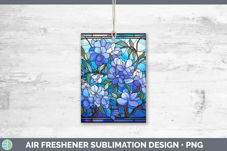 Stained Glass Flowers Periwinkle Air Freshener Sublimation C