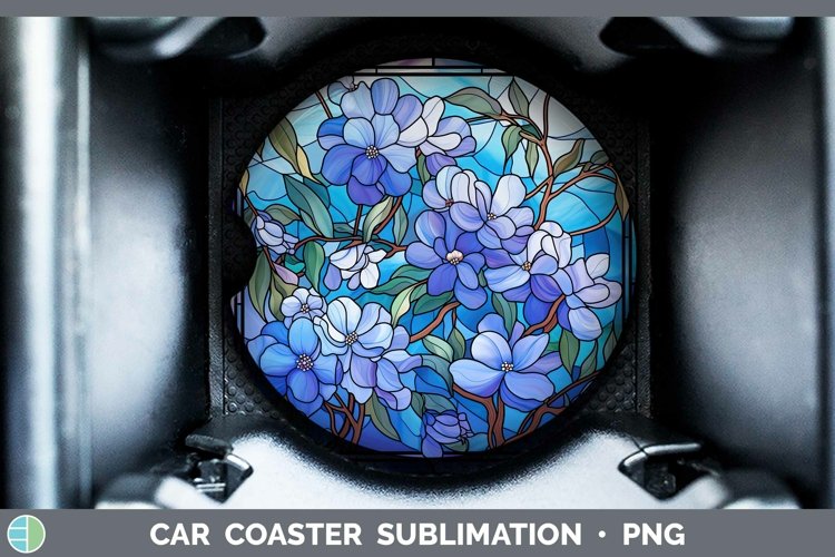 GorgeousStained Glass Flowers Car Coaster design.