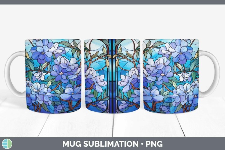 GorgeousStained Glass Flowers Mug Wrap design.