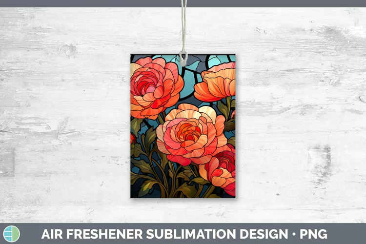 Stained Glass Flowers Ranunculus Air Freshener Sublimation C