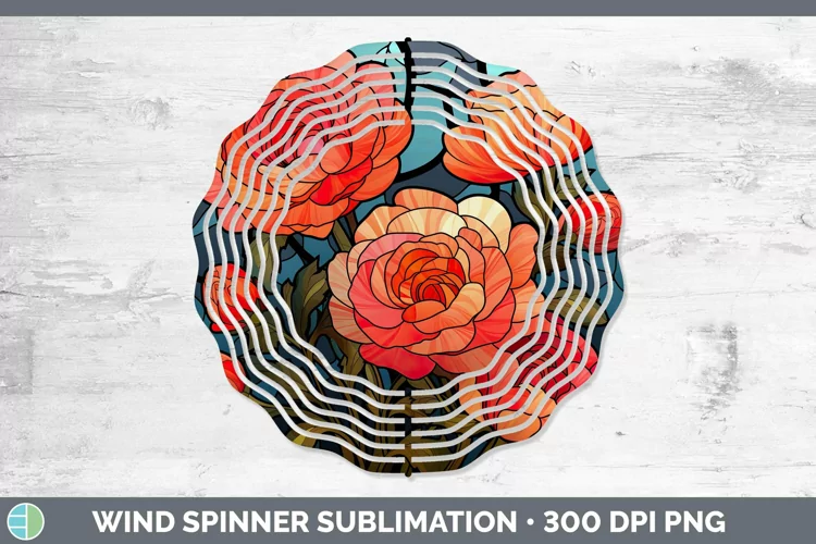 Stained Glass Flowers Ranunculus Wind Spinner Sublimation Sp