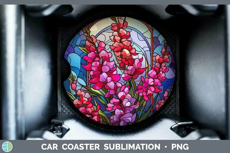 Stained Glass Flowers Snapdragon Car Coaster Sublimation Coa
