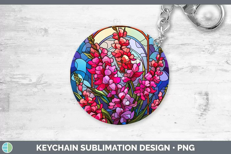 Stained Glass Flowers Snapdragon Keychain Sublimation Keyrin