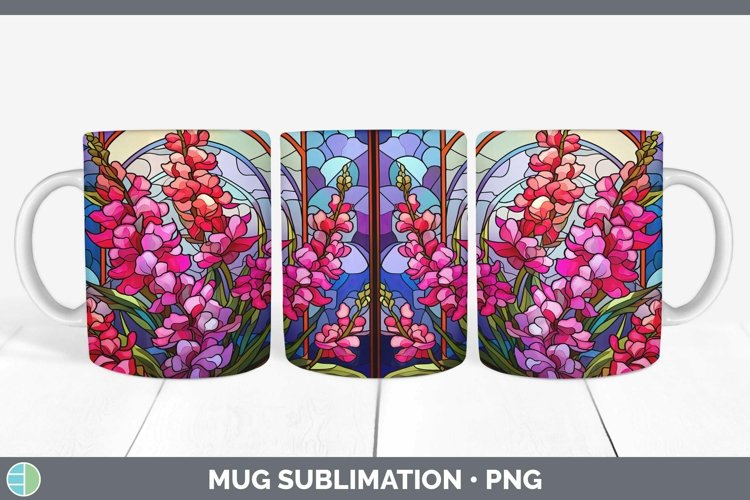 GorgeousStained Glass Flowers Mug Wrap design.