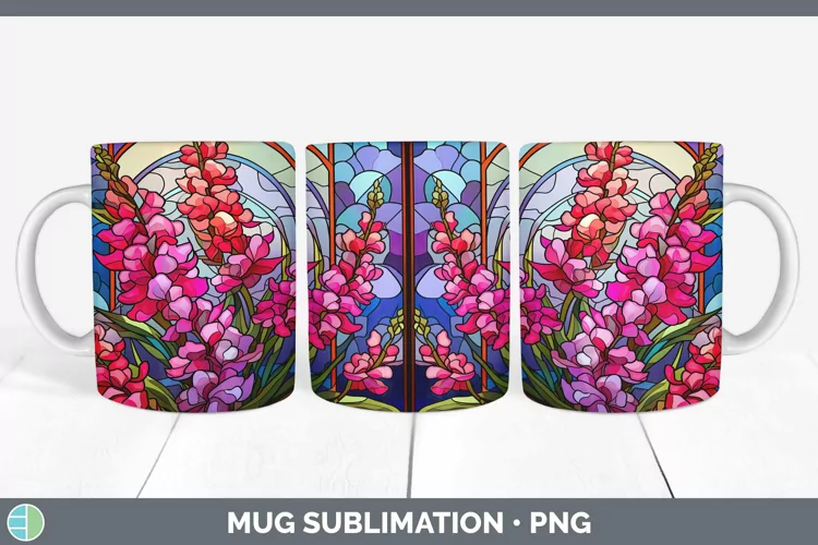 Stained Glass Flowers Snapdragon Mug Wrap Sublimation Coffee