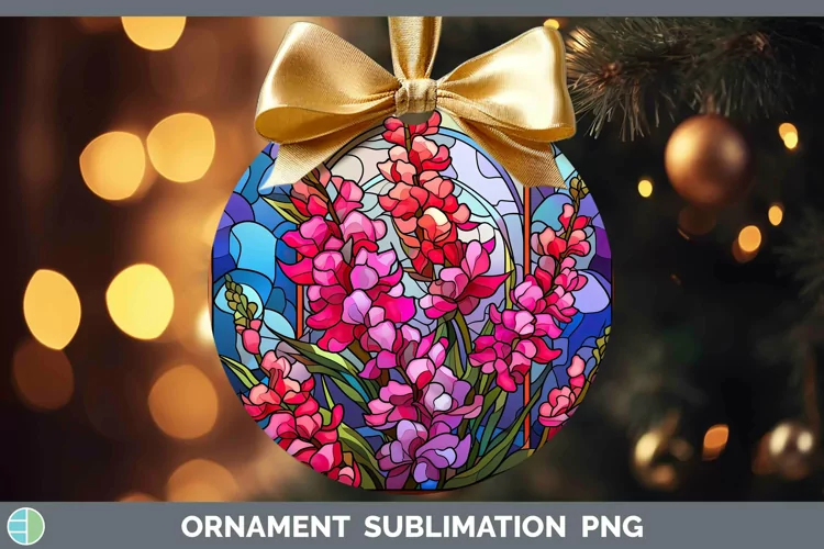 Stained Glass Flowers Snapdragon Ornament Sublimation Bauble