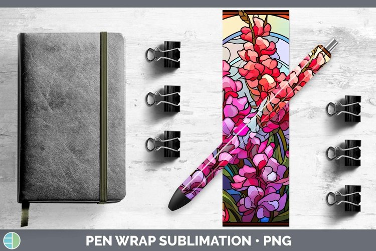 GorgeousStained Glass Flowers Pen Wrap design.