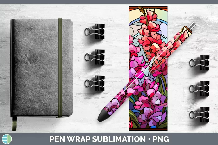 Stained Glass Flowers Snapdragon Pen Wrap Sublimation Epoxy