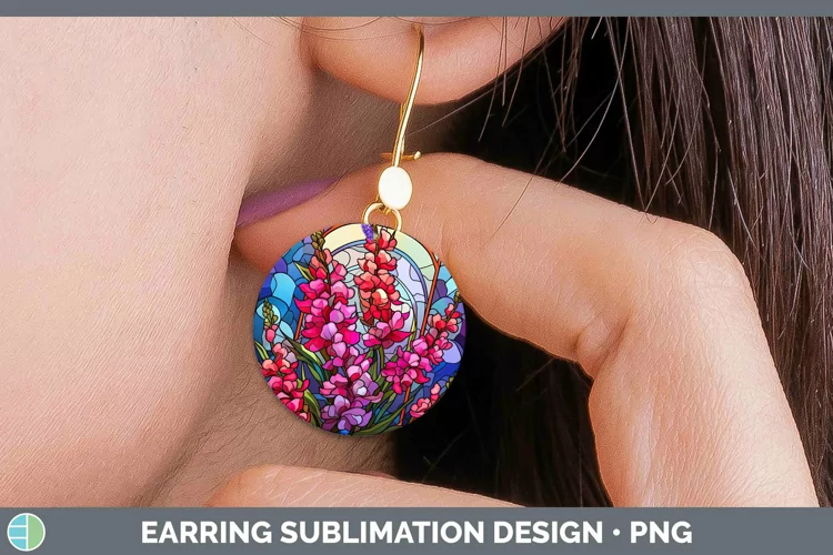 Stained Glass Flowers Snapdragon Round Earrings Sublimation