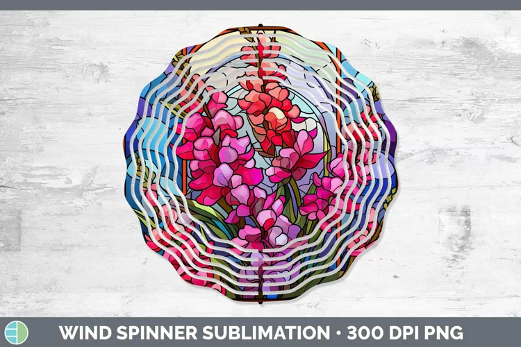 Stained Glass Flowers Snapdragon Wind Spinner Sublimation Sp