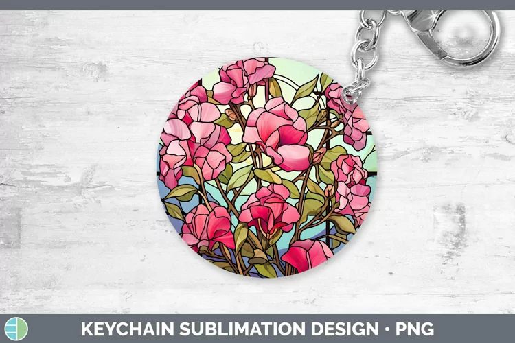 Stained Glass Flowers Sweet Pea Keychain Sublimation Keyring