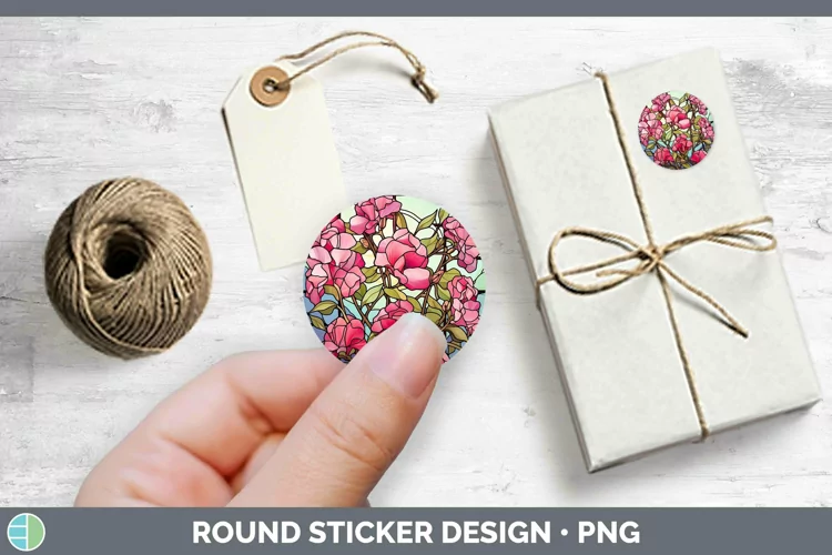 Stained Glass Flowers Sweet Pea Stickers | Round Labels Desi