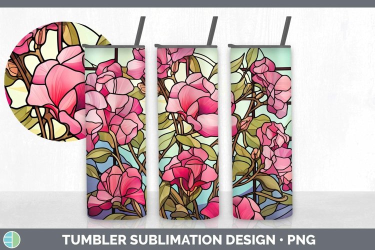 Stained Glass Flowers Sweet Pea Tumbler Sublimation 20 oz Sk
