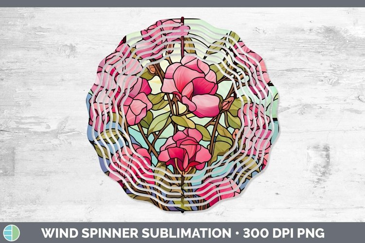 GorgeousStained Glass Flowers Wind Spinner design.