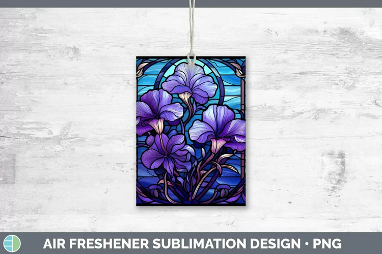 Stained Glass Flowers Violet Air Freshener Sublimation Car F