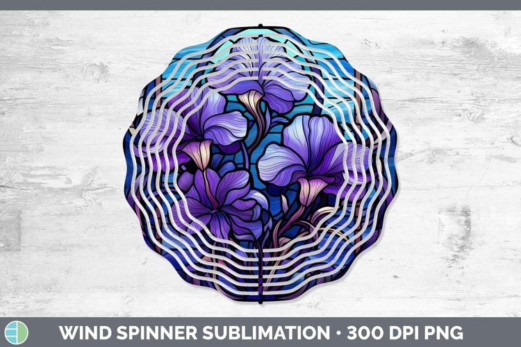 GorgeousStained Glass Flowers Wind Spinner design.