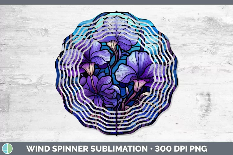 Stained Glass Flowers Violet Wind Spinner Sublimation Spinne