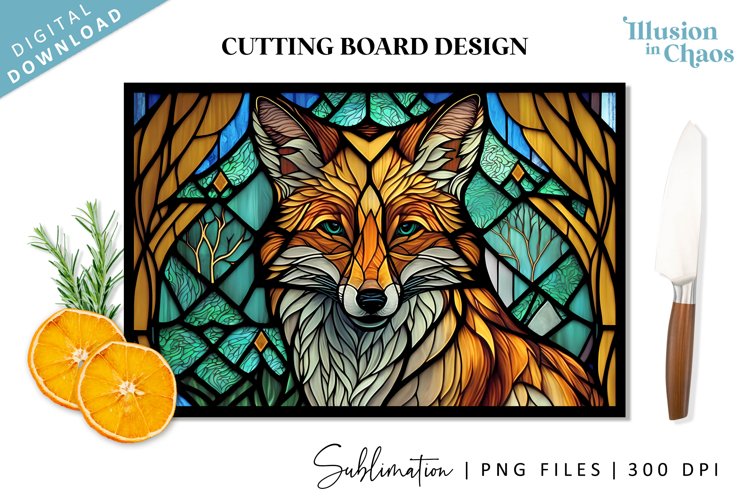 Fox stained glass Cutting board design