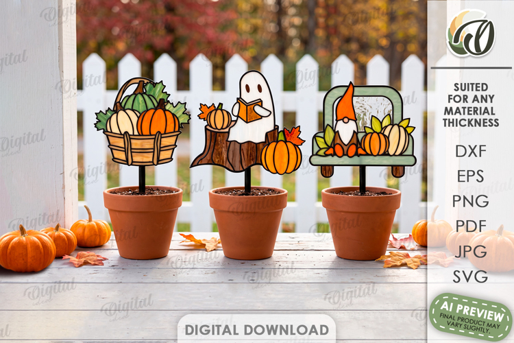 Stained Glass Garden Stakes Laser Cut. Plant Stakes SVG