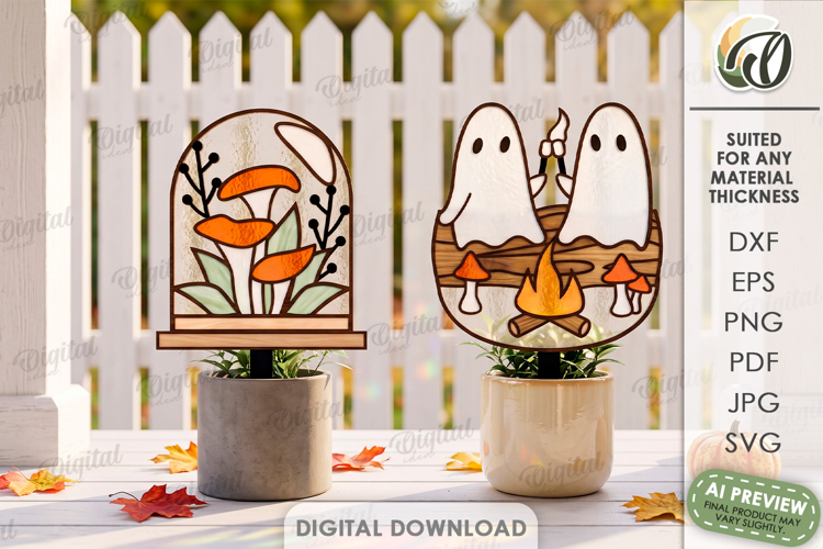 Stained Glass Garden Stakes Laser Cut. Plant Stakes SVG