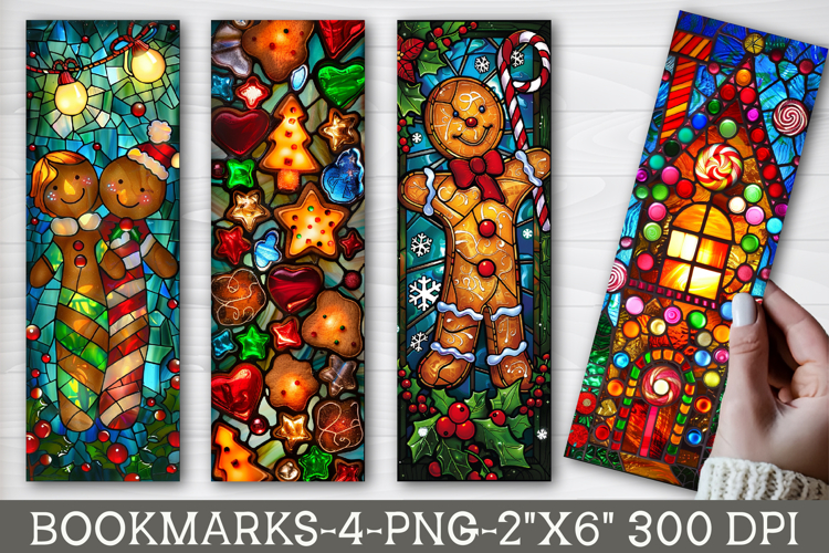 Stained Glass Gingerbread Printable Bookmark