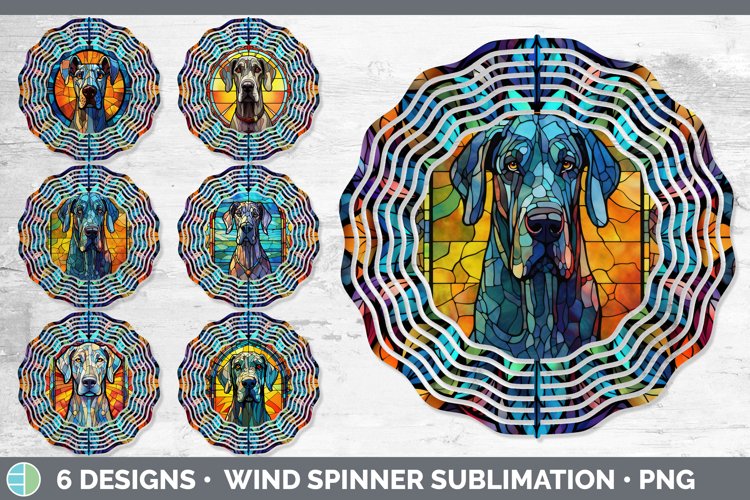 Stained Glass Great Dane Dog Wind Spinner | Sublimation Spin