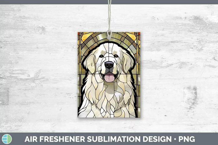 Stained Glass Great Pyrenees Air Freshener Sublimation Car F