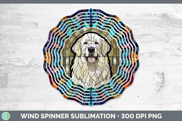 Stained Glass Great Pyrenees Wind Spinner Sublimation Spinne