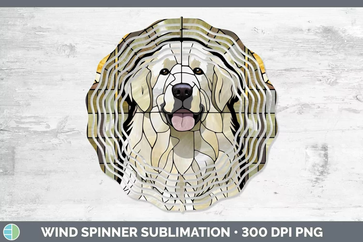 Stained Glass Great Pyrenees Wind Spinner Sublimation Spinne