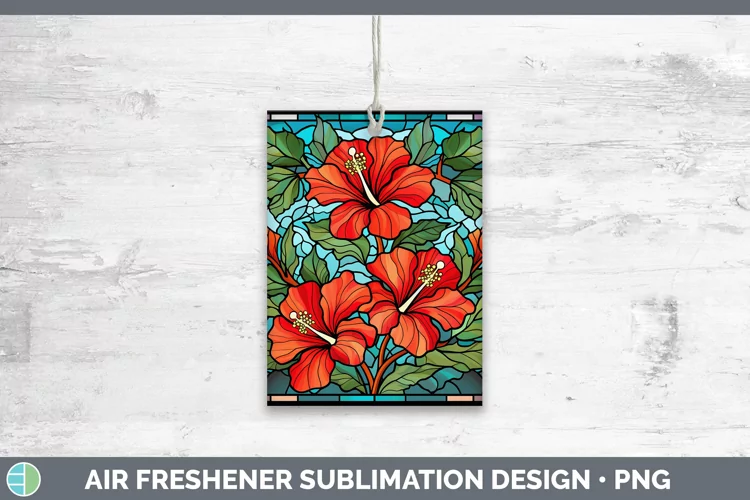 Stained Glass Hibiscus Air Freshener Sublimation Car Freshen