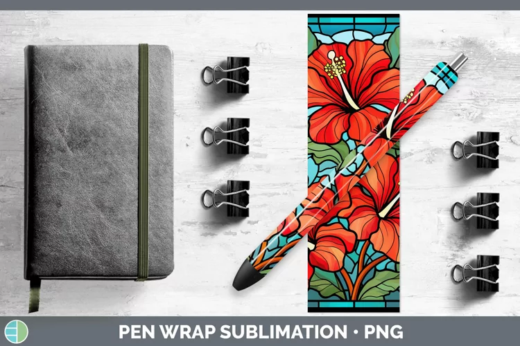 Stained Glass Hibiscus Pen Wrap Sublimation Epoxy Pen Design
