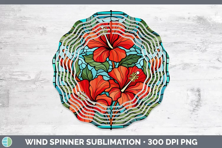Stained Glass Hibiscus Wind Spinner Sublimation Spinner Desi