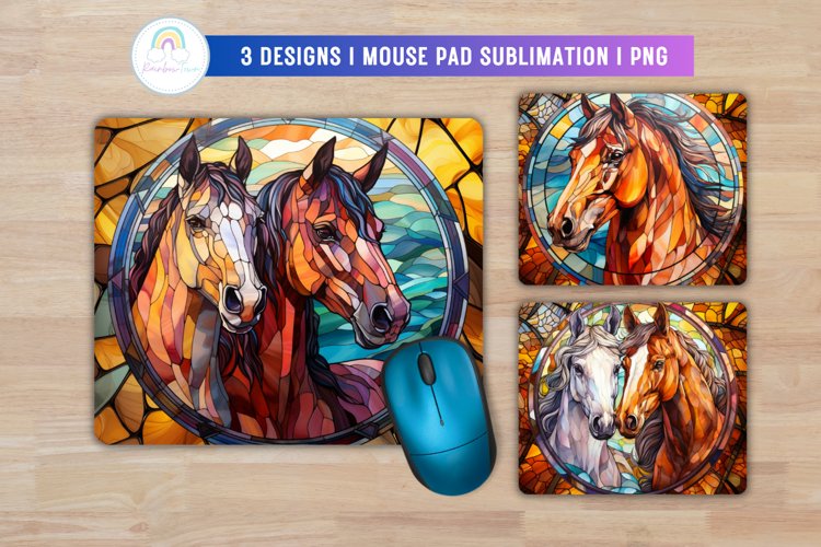 Stained Glass Horse Mouse Pad Sublimation