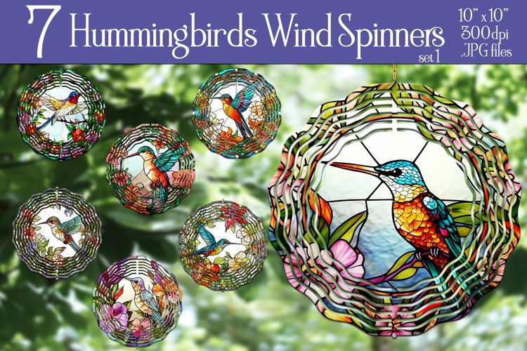 Hummingbird Wind Spinners, Stained Glass Style Wind Spinners example image 1