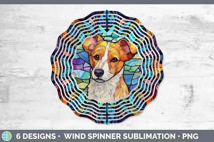 Stained Glass Jack Russell Terrier Wind Spinner Sublimation