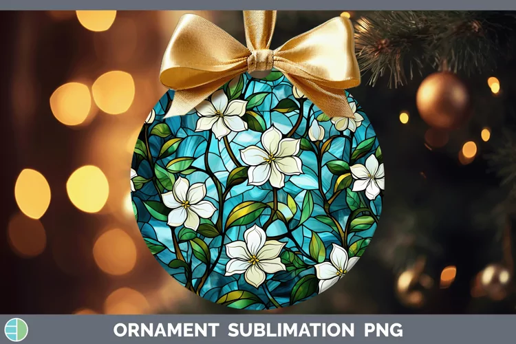 Stained Glass Jasmine Ornament Sublimation Bauble Designs