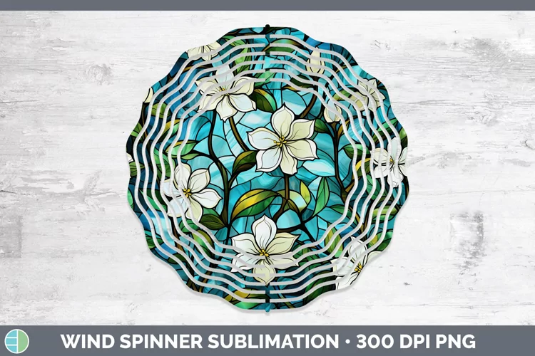 Stained Glass Jasmine Wind Spinner Sublimation Spinner Desig